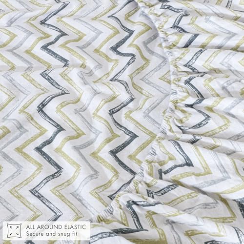 ZOYER Flannel Sheets King Size - 100% Cotton Double Brushed King Size Sheets Set - Deep Pockets 16 Inches Bed Sheets - All Seasons Breathable & Extra Soft - Warm & Cozy, 4 Piece, Zig & Zag - Image 5
