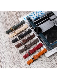 Vagave Genuine Leather Watch Band 20MM 22MM 24MM Fossil Diesel Lacoste Casio Polo Tissot Armani Tissot Nacar Classic Watch Band Leather Strap Blue  - Image 4