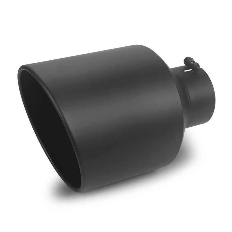 LCGP 5 Inlet 10 Outlet 15 Long Rolled End Angle Cut Bolt On Exhaust Tip Tail PipeBlack Powder Coated