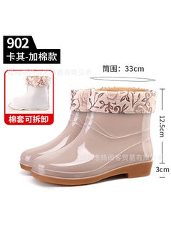 Womens Short Barrel Rain Boots Kitchen Waterproof Non-slip Running Shoes Special Offer Labor Saving Rubber Shoes China Made 902 khakis (with cotton sleeve)