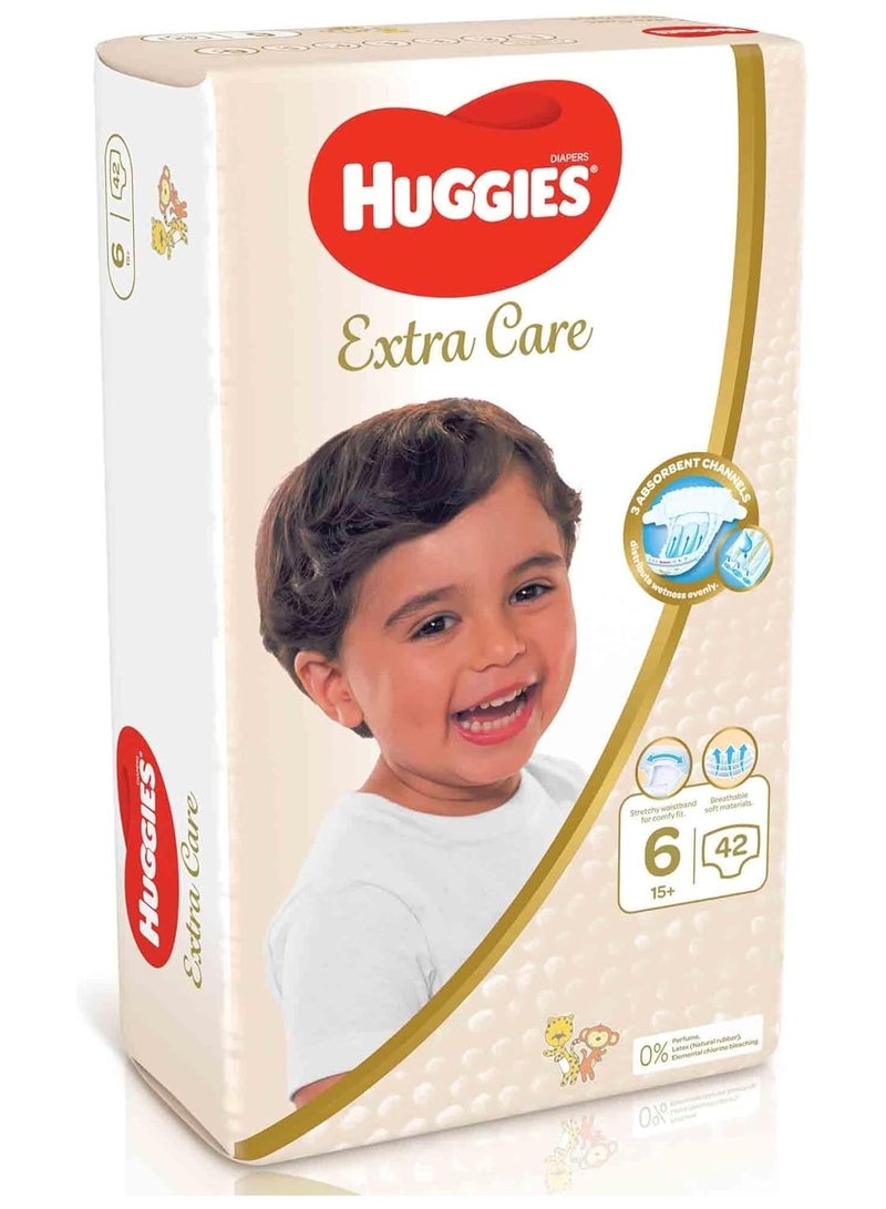 هجيز عناية إضافية، مقاس 6، 15+ كجم، عبوة جامبو، 42 حفاضة