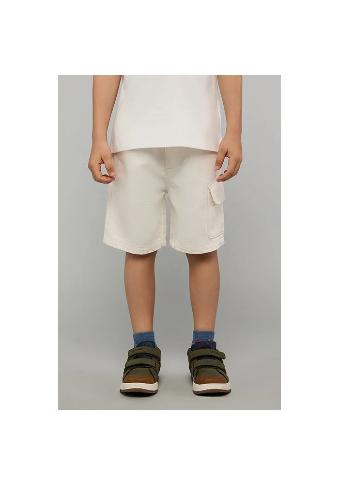 أر أند بي Solid Cargo Shorts with Button Closure