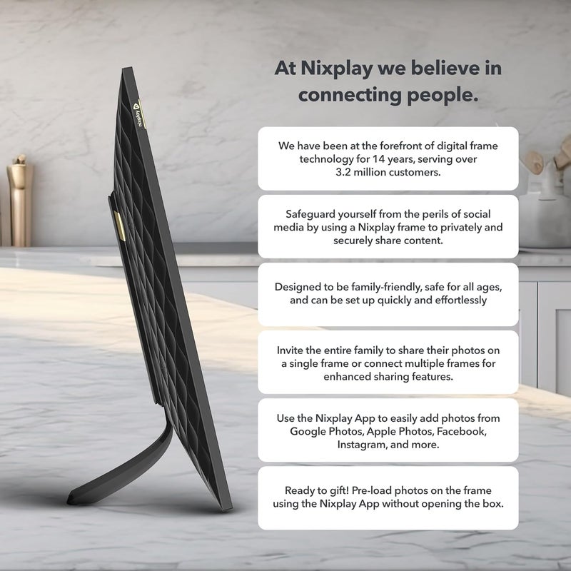 Nixplay 15” Digital Photo Frame - Connecting Families & Friends (Black/White Matte) - Image 3