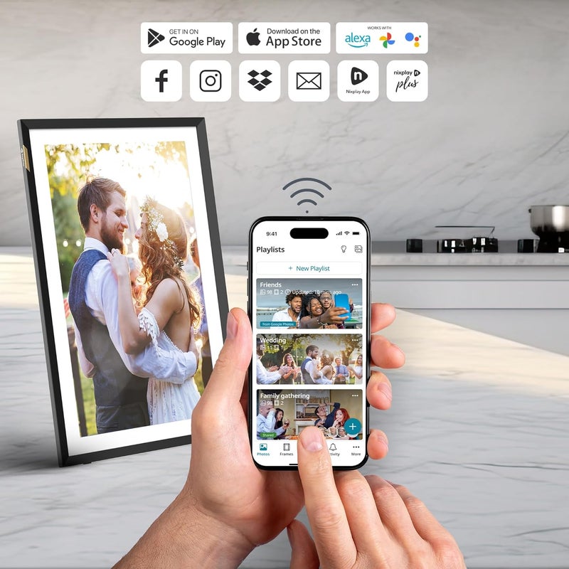 Nixplay 15” Digital Photo Frame - Connecting Families & Friends (Black/White Matte) - Image 4