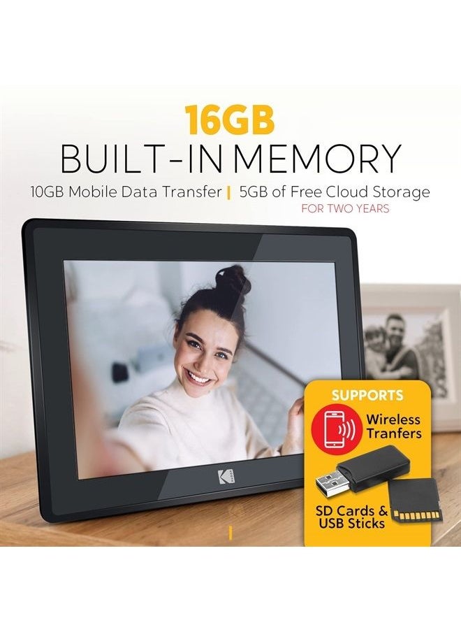 Kodak - Kodak 10-Inch Touch Screen Digital Picture Frame, Wi-Fi Enabled with 16GB of Internal Memory, HD Photo Display and Music/Video Support Plus Clock, Calendar, Weather and Location Updates - Matte Black - Image 1