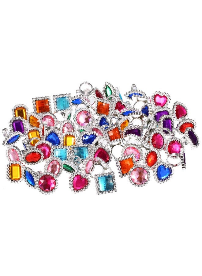 Shappy Shappy 72 Pcs Colorful Plastic Rings Adjustable Fake Princess Rings Jewelry for Bridal Shower Girls Dress Accessories  - Image 1