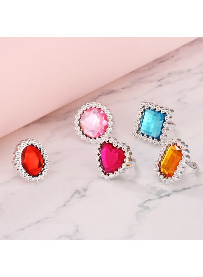 Shappy Shappy 72 Pcs Colorful Plastic Rings Adjustable Fake Princess Rings Jewelry for Bridal Shower Girls Dress Accessories  - Image 4
