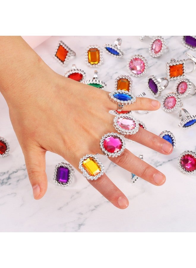 Shappy Shappy 72 Pcs Colorful Plastic Rings Adjustable Fake Princess Rings Jewelry for Bridal Shower Girls Dress Accessories  - Image 5
