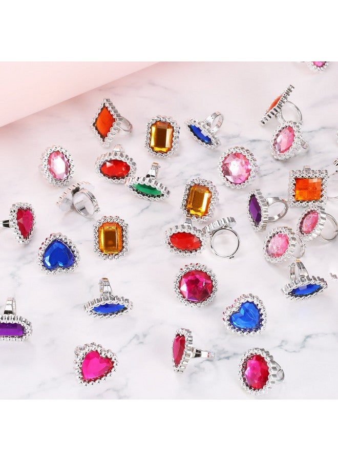 Shappy Shappy 72 Pcs Colorful Plastic Rings Adjustable Fake Princess Rings Jewelry for Bridal Shower Girls Dress Accessories  - Image 3