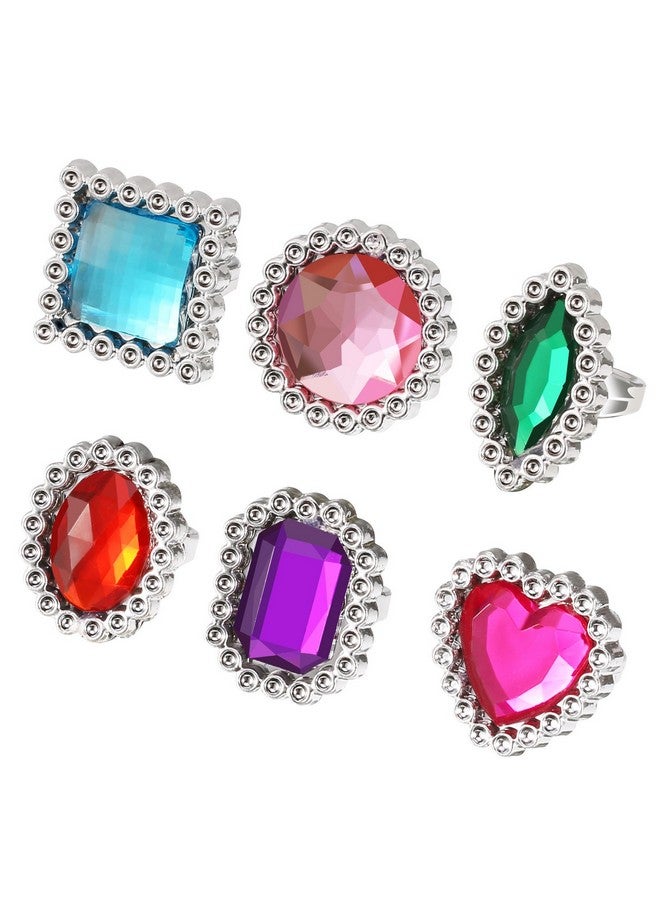 Shappy Shappy 72 Pcs Colorful Plastic Rings Adjustable Fake Princess Rings Jewelry for Bridal Shower Girls Dress Accessories  - Image 2