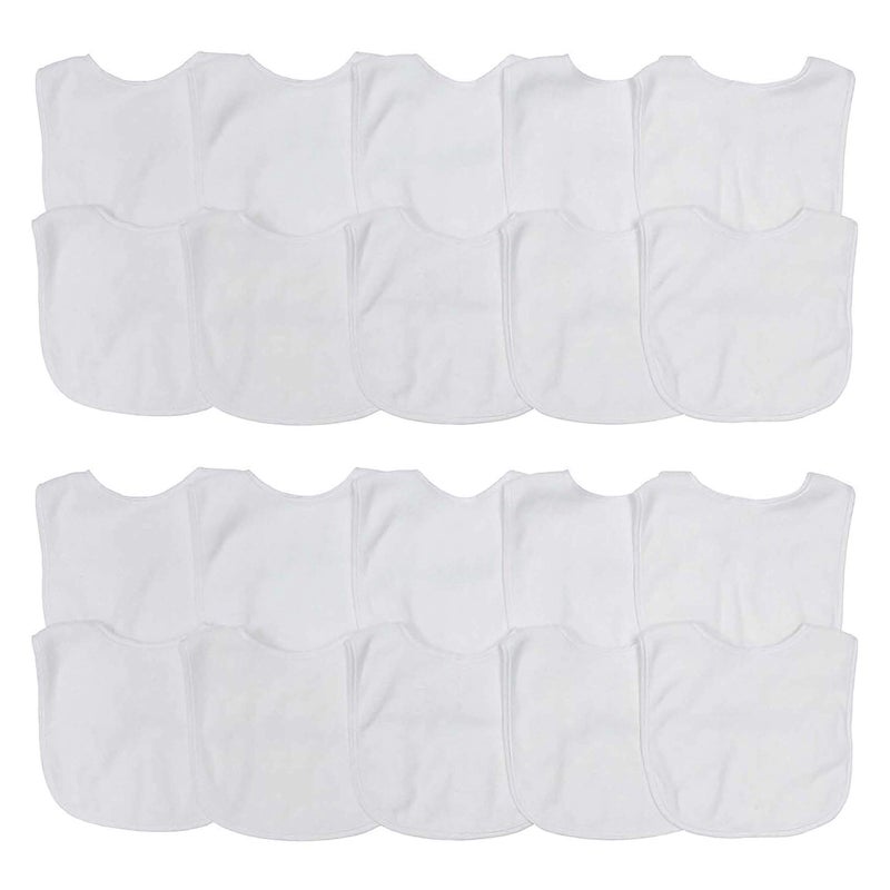 Neat Solutions 2-Ply Knit Terry Solid Color Feeder Bibs in White - 20 Pack - Image 1
