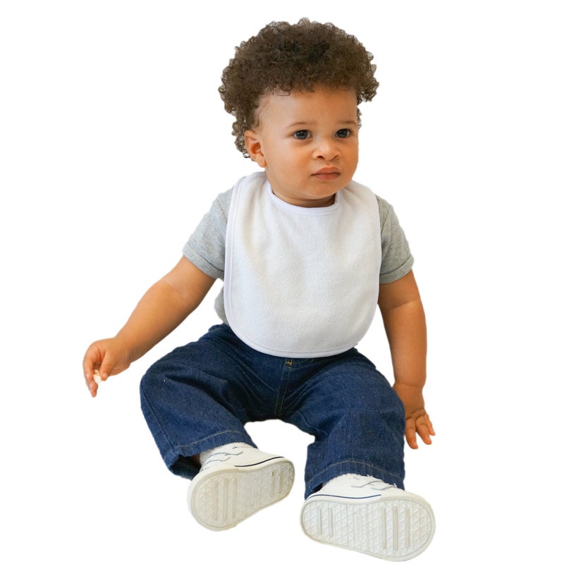 Neat Solutions 2-Ply Knit Terry Solid Color Feeder Bibs in White - 20 Pack - Image 2