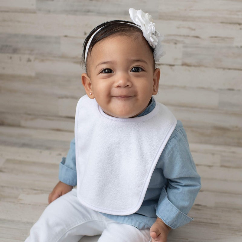 Neat Solutions 2-Ply Knit Terry Solid Color Feeder Bibs in White - 20 Pack - Image 5