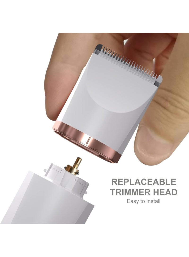 ماكينة حلاقة كهربائية لشعر الجسم - ماكينة حلاقة لمنطقة العانة للرجال - ماكينة حلاقة بيكيني للنساء - ماكينة حلاقة جافة/رطبة، رؤوس شفرات سيراميك قابلة للاستبدال، قاعدة شحن USB، ماكينة حلاقة صحية مقاومة للماء، لون أبيض - Image 4