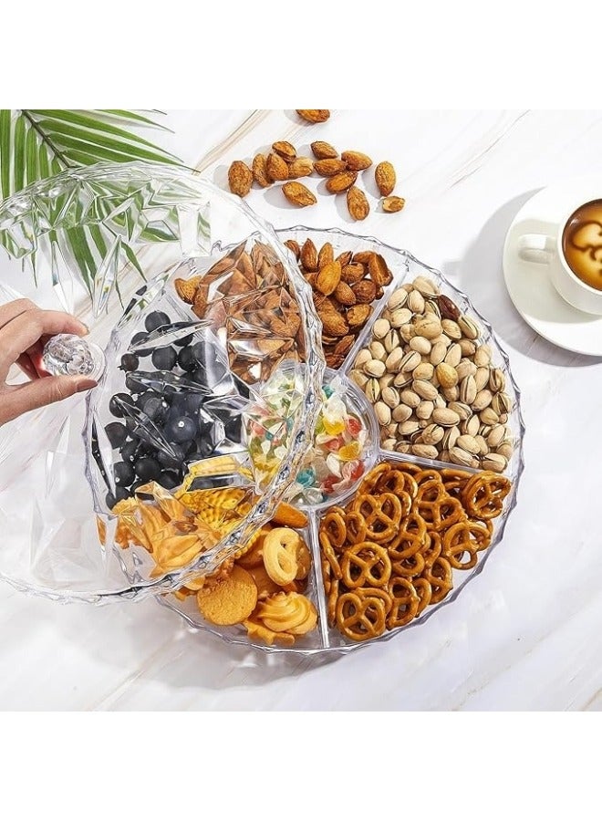 صينية تقديم الوجبات الخفيفة المكونة من 6 أقسام مصنوعة من الأكريليك للحلوى والمكسرات - Image 1