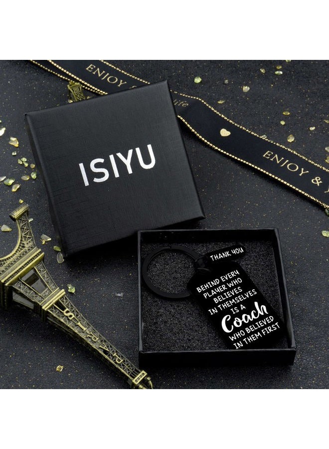 isiyu Coach Appreciation Gift Thank You Keychain Gift for Hockey Baseball Soccer Football Volleyball Team Fitness Instructor, Black 01, S - Image 2