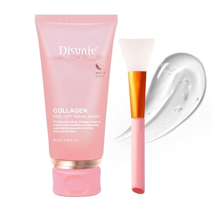 Disunie Collagen Overnight Wrapping Mask, 3.04 oz （Includ brush） Ceramide NP & Niacinamide Night Peel-off Facial Mask, Hydrolyzed Collagen For Glowing Skin, Moisturize Increase Elasticity Brighten - Image 1