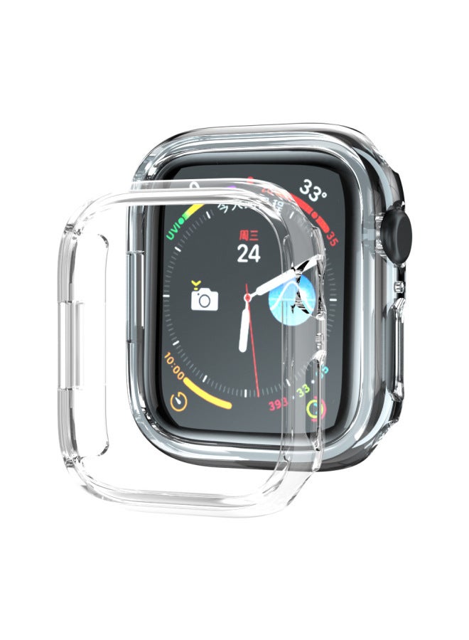 For Apple Watch10 Ultra PC Electroplated Hollow Half Bag Border Iwatch Watch Case-Color:1# Transparent-Appearance Size:S10 46mm  - Image 1