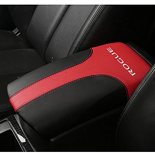 XITER Car Armrest Cover Saver, 1 Pc Center Console Leather Pad Fit for Nissan Rogue 2014-2020, 2017-2022 Rogue Sport Central Console Armrest Box Protector Interior Accessories (Black+Red) - Image 5