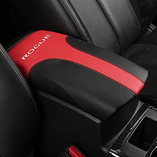 XITER Car Armrest Cover Saver, 1 Pc Center Console Leather Pad Fit for Nissan Rogue 2014-2020, 2017-2022 Rogue Sport Central Console Armrest Box Protector Interior Accessories (Black+Red) - Image 1