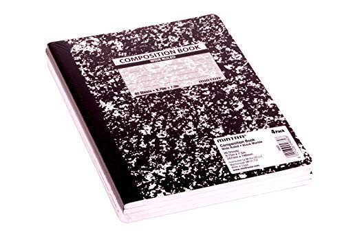 Mintra Office Composition Books - Sturdy Flexible Cover (4 Pack, Black Marble Comp - Wide Ruled) - Image 3