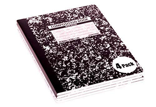 Mintra Office Composition Books - Sturdy Flexible Cover (4 Pack, Black Marble Comp - Wide Ruled) - Image 2