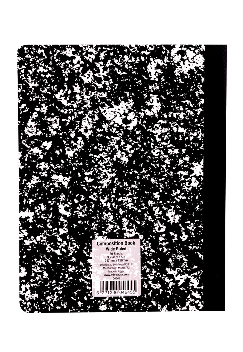 Mintra Office Composition Books - Sturdy Flexible Cover (4 Pack, Black Marble Comp - Wide Ruled) - Image 5