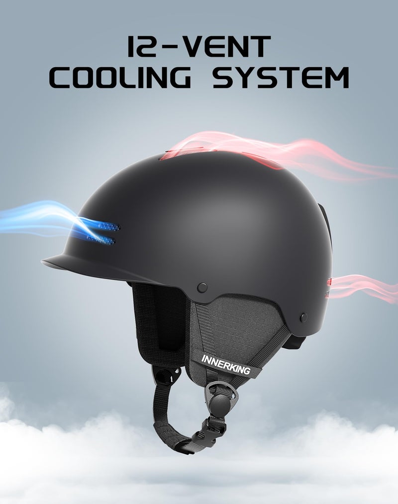 InnerKing Ski Helmet and Goggles Set for Men and Women, Durable ABS Snowboard Helmet, Adjustable Windproof Shockproof Snow Sports Helmet for Skiing-Black M - Image 4