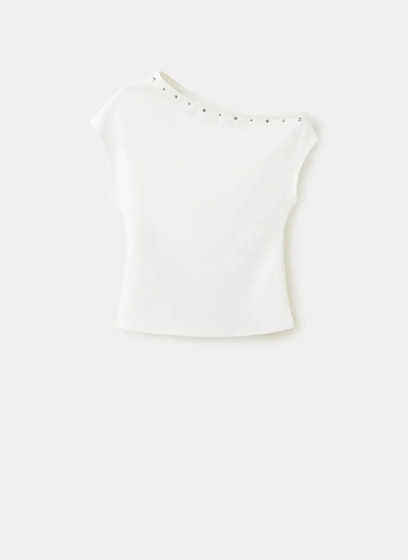 مانجو Asymmetrical Studded T-Shirt