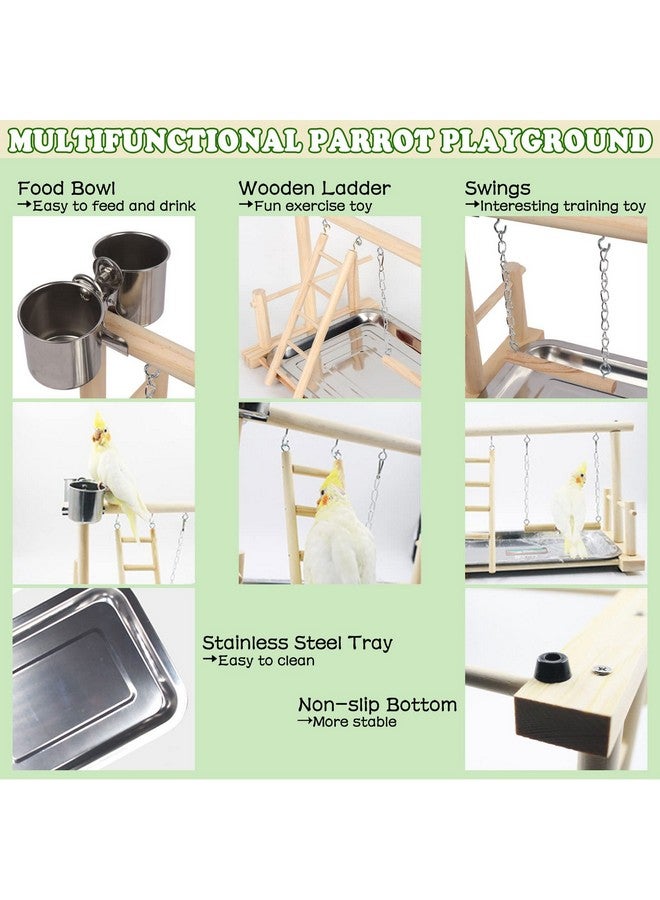 kathson Bird Playground,Parrot Play Stand,Parakeet Play Gym with Feeding Cups,Cockatiel Perchs Playstand with Exercise Toys for Budgie Conures Cockatoos Lovebirds - Image 3