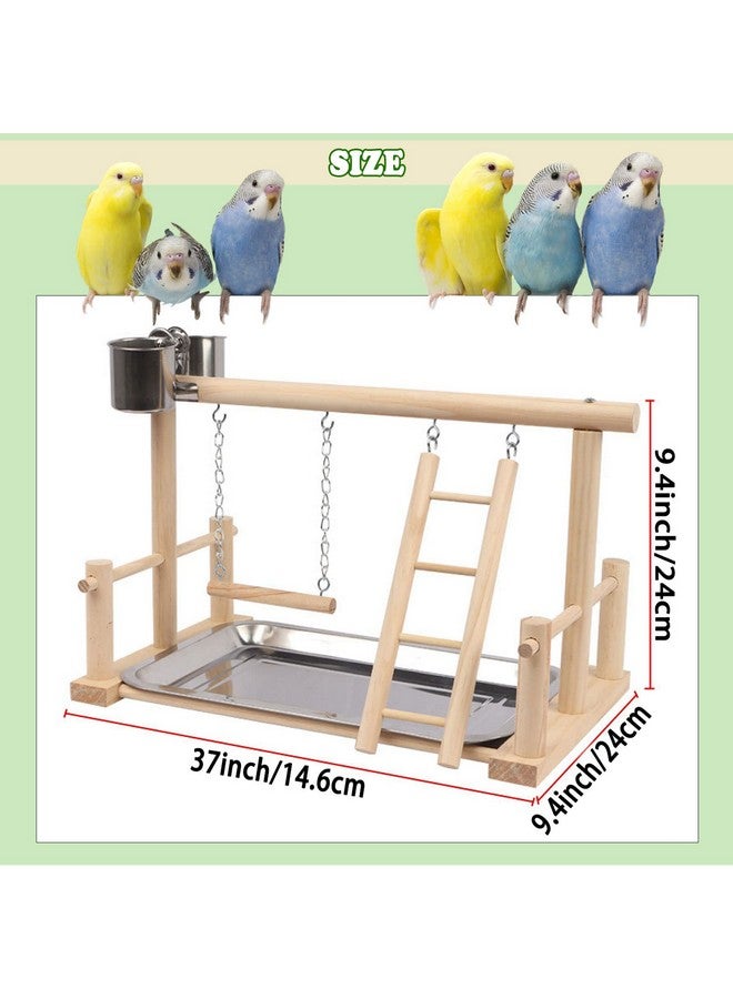 kathson Bird Playground,Parrot Play Stand,Parakeet Play Gym with Feeding Cups,Cockatiel Perchs Playstand with Exercise Toys for Budgie Conures Cockatoos Lovebirds - Image 4