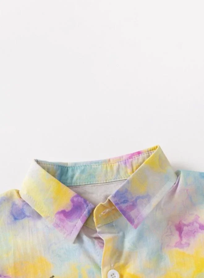 YUNIQEE White Collared Short Sleeve Printed Shirt