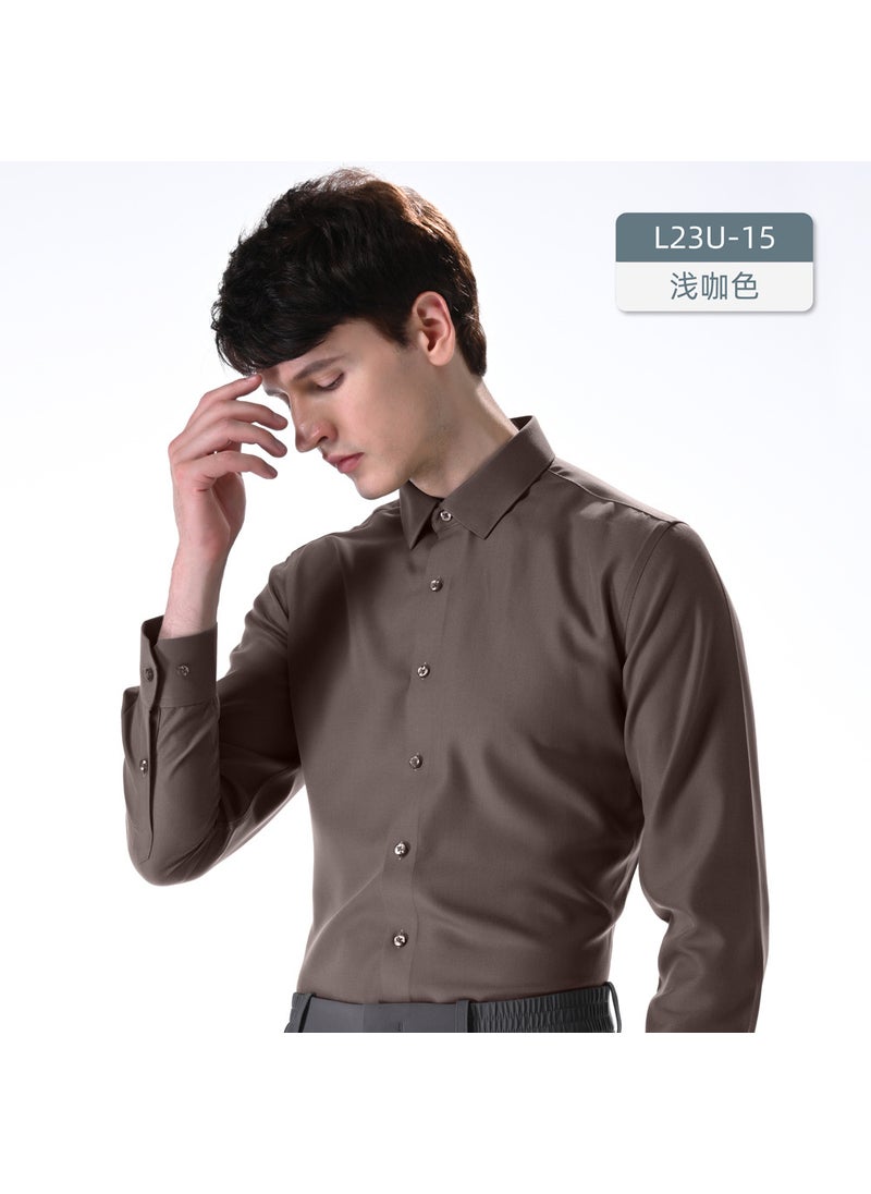 Generic - Modal Wool Mix Mens Long Sleeve Non-Iron Shirt Lake Green - Image 1