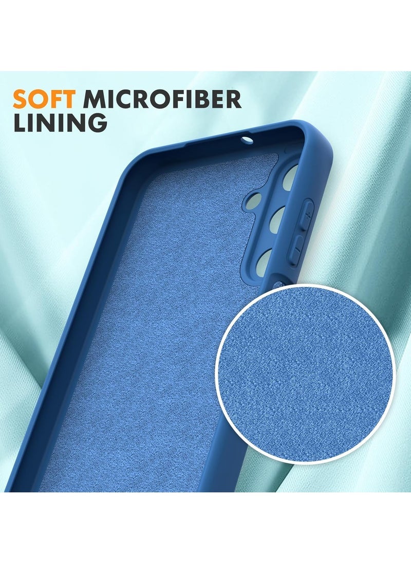 ELTRAZONE Samsung Galaxy A15 4G/5G Case with 2-Pack Tempered Glass Screen Protectors, Soft Liquid Silicone TPU Shockproof Phone Cover, Anti-Slip Rubber Gel Protective Back Case for A15 6.5-Inch, Slim Fit & Durable, Blue Color - Image 4