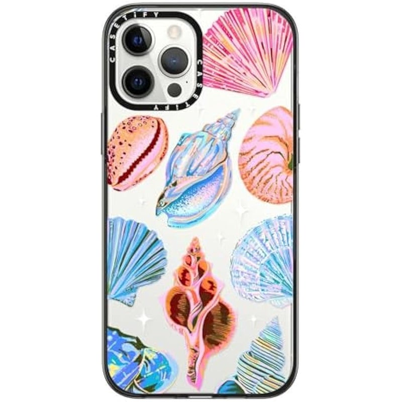 Casetify iPhone 12 Pro Max Compact Case 【2x Military Grade Drop Test/4ft Drop Protection】 - Seashell - Black - Image 1