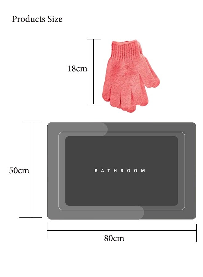 Super ZYouth Bathroom Mats with Shower gloves, Comfortable Floor Mats, Non-Slip Soft Carpets, Diatom Mud Bathroom Mats, Suitable for Shower Room，Bedroom, Baby Room ,Tub Black/Grey (50*80cm rectangle) - Image 2