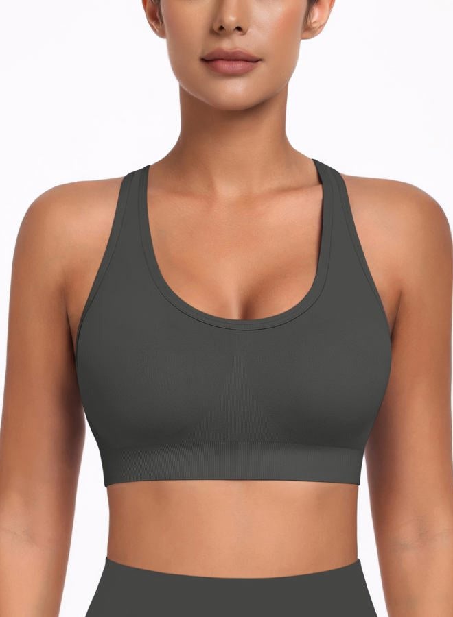 MIRITY Padded Strappy Sports Bra for Women - with Dual Crossback and Adjustable Straps for Workout Gym Pack of 3, Color 6, XL - Image 3