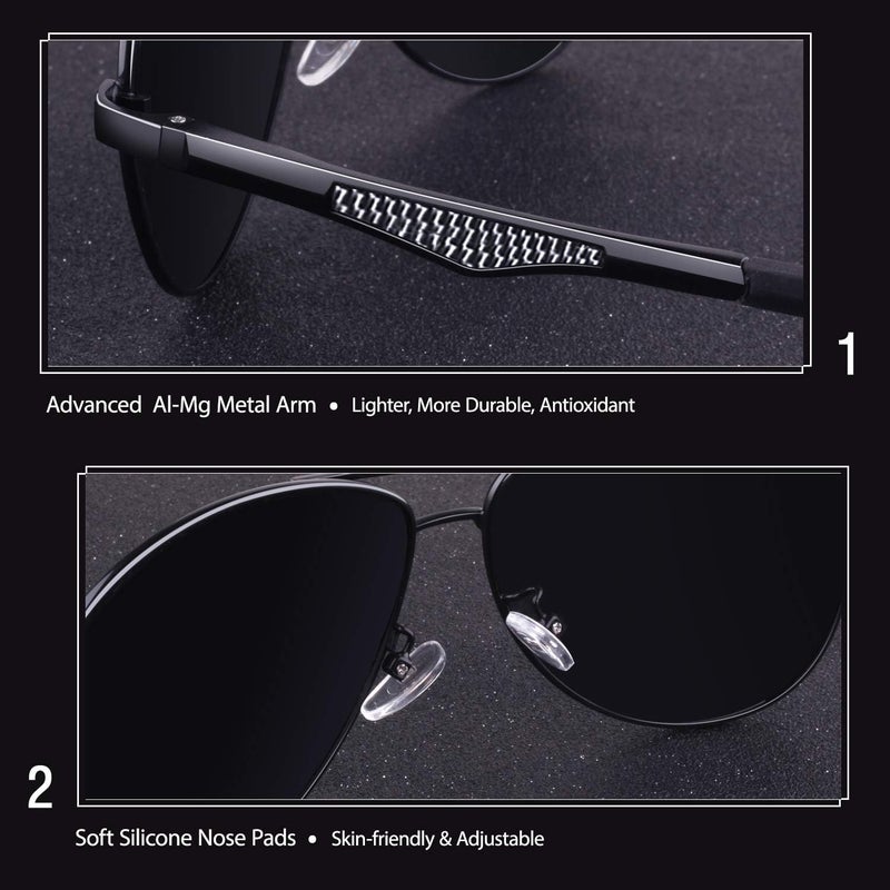 GQUEEN Classic Military Style Pilot Polarized Sunglasses Spring Hinges Al-Mg for mens womens MOS1 - Image 3