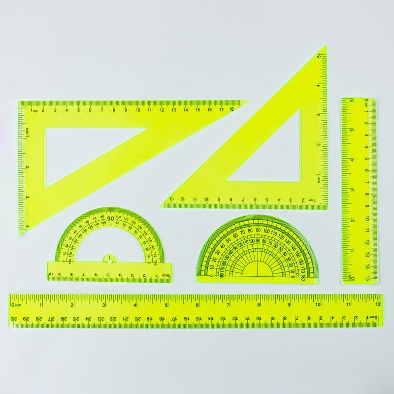 Precision 5.91inch 11.81inch Ruler Set Straw Yellow Portable Durable Design - Image 3