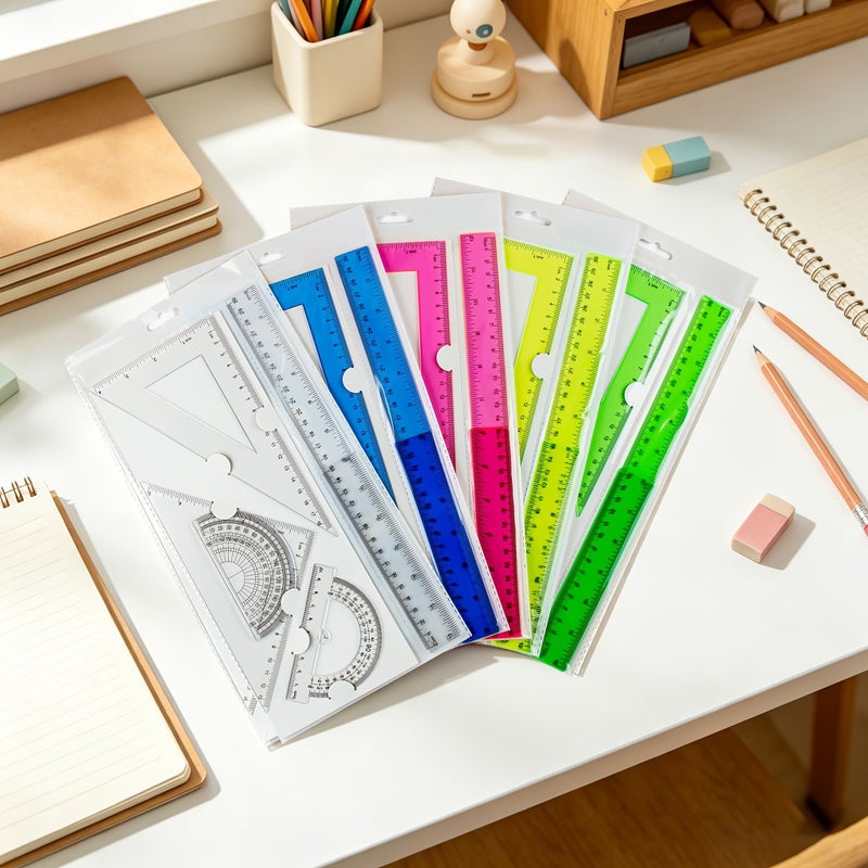Precision 5.91inch 11.81inch Ruler Set Straw Yellow Portable Durable Design - Image 4