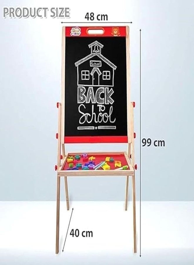 Braintastic Kids Wooden Double-Sided Magnetic Easel Board, 3-in-1 Chalkboard and Whiteboard, with Alphabet Letters, Marker, Chalk, Duster, 99 cm, for Ages 3 Years and Above (Red) - Image 5