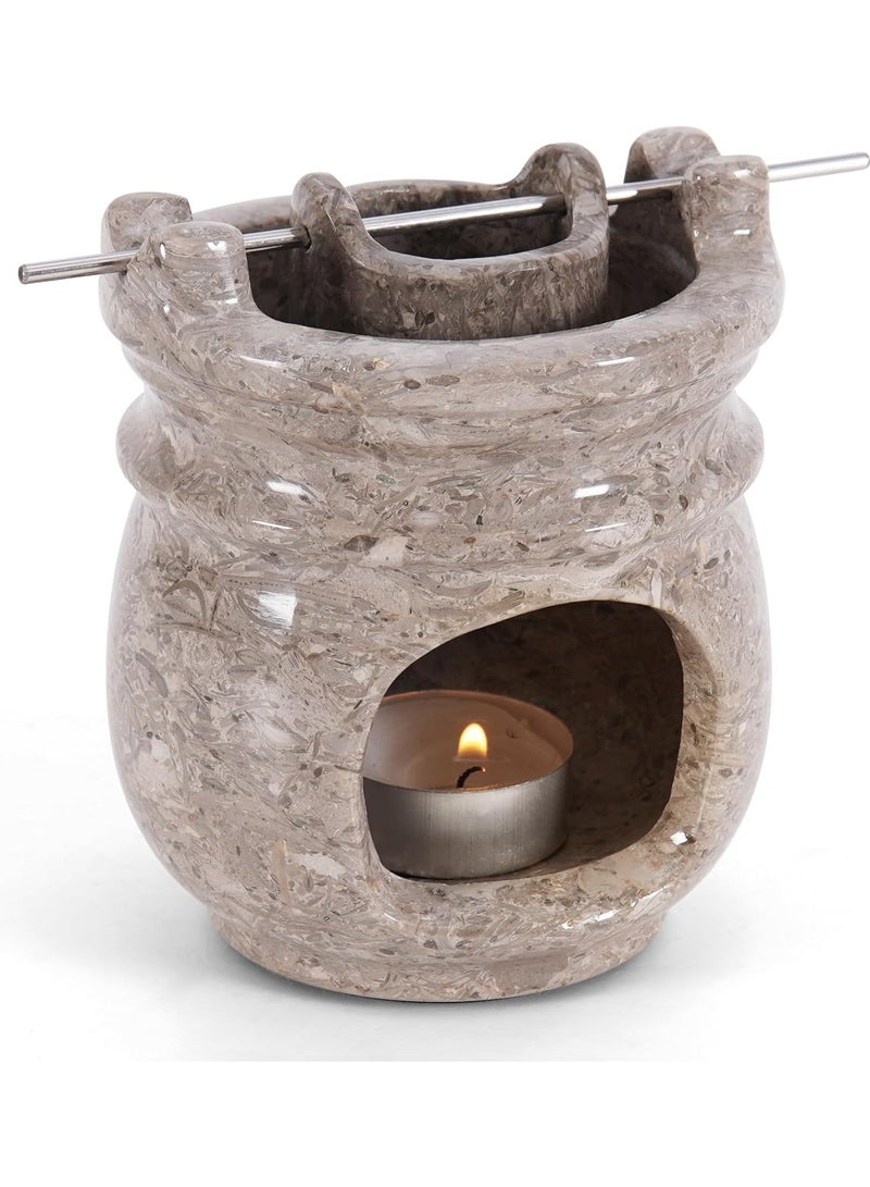 SPESHSTONES Marble Essential Oil Burner for Scented Oil 4.5 Inch Oceanic Wax Melt Warmer & Tealight Candle Holder for Home Decor, Stone Aromatherapy Diffuser for Office and Room Fragrance  - Image 1