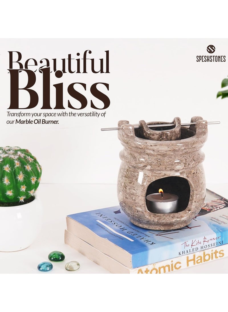 SPESHSTONES Marble Essential Oil Burner for Scented Oil 4.5 Inch Oceanic Wax Melt Warmer & Tealight Candle Holder for Home Decor, Stone Aromatherapy Diffuser for Office and Room Fragrance  - Image 5