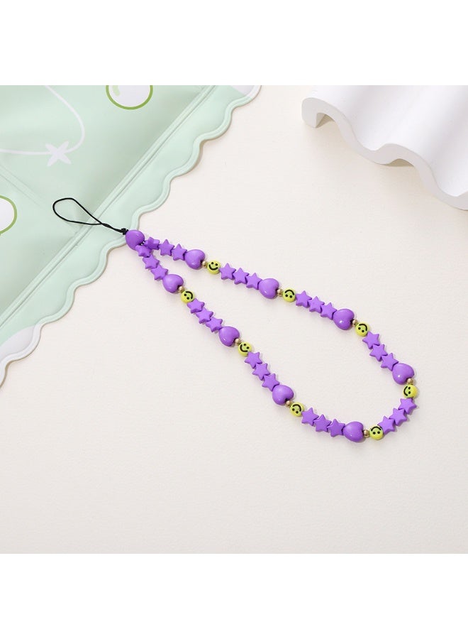 NIBEMINENT Phone Charm/ Chain Strap for Women Girls, Colored Pentagonal Stars Cell Phone Case Lanyard Wrist Strap - Image 1