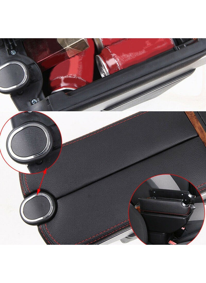 Techmaster 6 منافذ USB مسند ذراع مناسب لجميع المركبات مسند ذراع بفتح مزدوج باللون الأسود  - Image 2