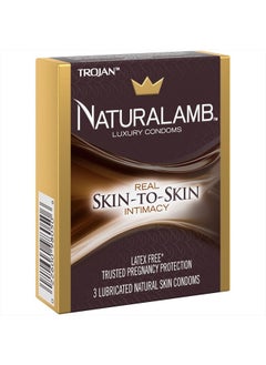 Trojan NATURALAMB Condom Bundle with a Silver Sleek Pocket Case, Premium Natural Lamb Skin Condoms-3 Count