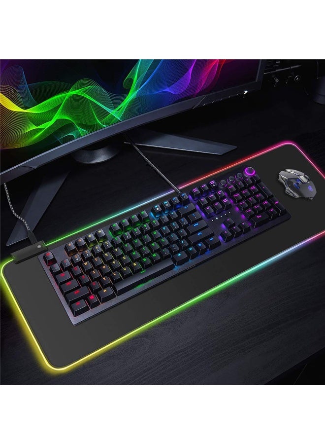 لوحة الماوس ، لوحة الماوس الألعاب RGB ، لوحة الماوس LED الناعمة الممتدة الكبيرة ، لوحة المفاتيح الكمبيوتر المقاومة للماء ، قاعدة المطاط المضادة للانزلاق والحواف المخيطة الدائمة للاعبين 80 * 30 سم - Image 3