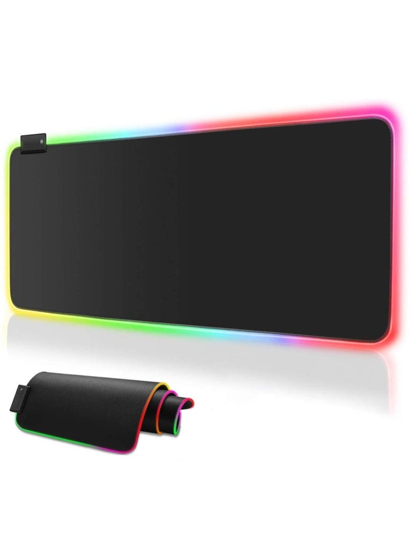 لوحة الماوس ، لوحة الماوس الألعاب RGB ، لوحة الماوس LED الناعمة الممتدة الكبيرة ، لوحة المفاتيح الكمبيوتر المقاومة للماء ، قاعدة المطاط المضادة للانزلاق والحواف المخيطة الدائمة للاعبين 80 * 30 سم - Image 1