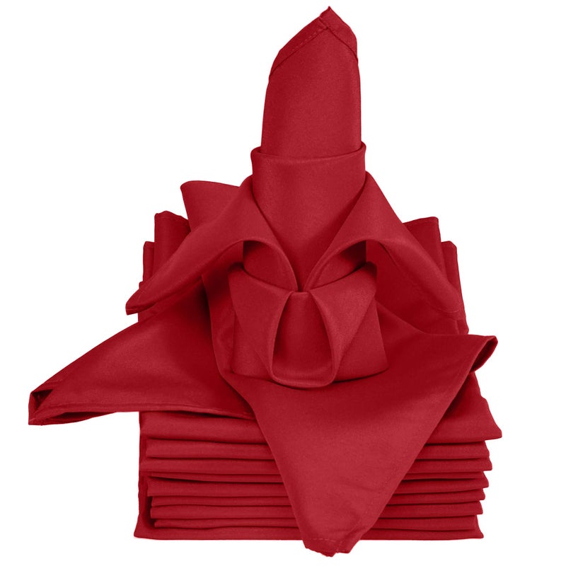 TableLinensforLess 12 Pack Cherry Red XL SimplyPoly Cloth Napkins 20x20 Inches 100 Polyester Dinner Napkins with Hemmed Edges Machine Washable Napkins Ideal for Parties Weddings and Dinner