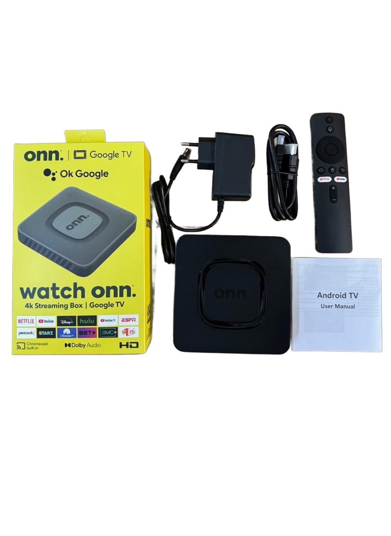ONN - Android TV 4K UHD Streaming Device With Voice Remote Control & HDMI Cable Google TV And Google Assistant Supported Android TV Box Ultra HD 4K TV Box - Image 1